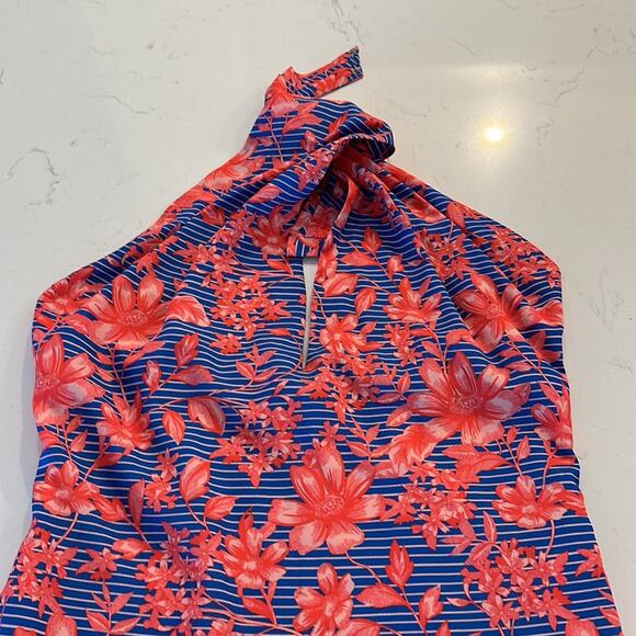 Badgley Mischka Belle Badgley Mischka Floral Halter Top Dress Size Women's 2 - Picture 2 of 6